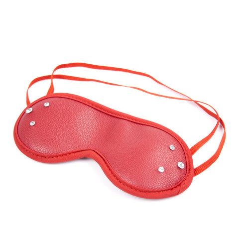 Naughty Toys red satin soft padded blindfold with jewels