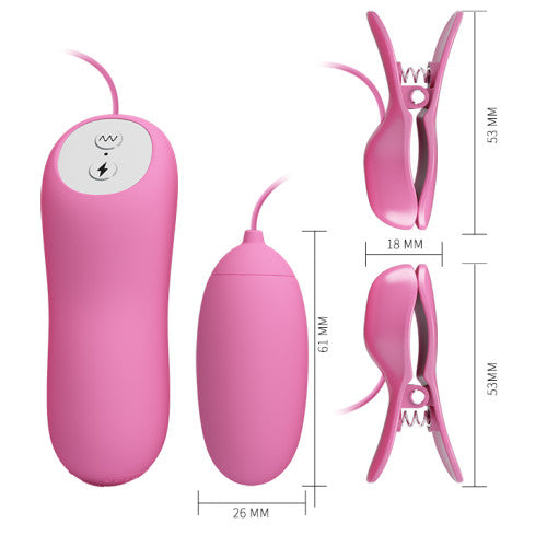 Pretty LOVE Electric Shock Nipple Clamps & Vagina Egg