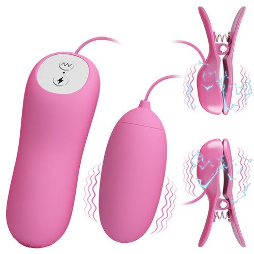 Pretty LOVE Electric Shock Nipple Clamps & Vagina Egg