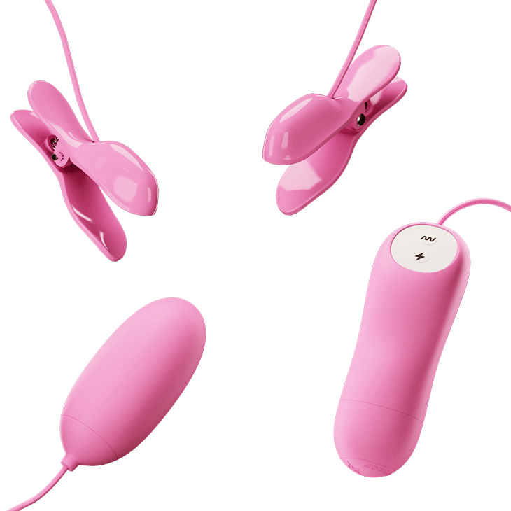 Pretty LOVE Electric Shock Nipple Clamps & Vagina Egg