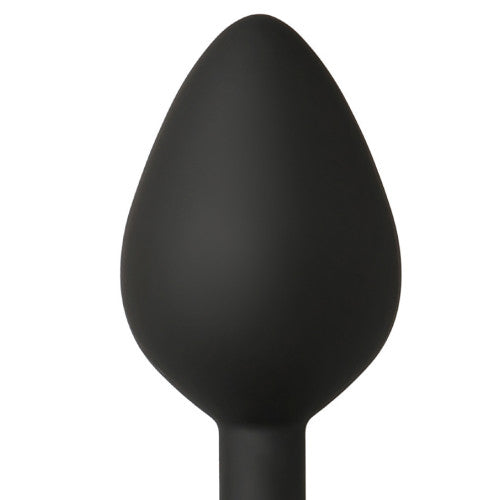 Black Medium Size Silicone Anal Plug with Purple Diamond