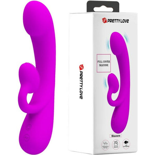 PRETTY LOVE Sincere rabbit vibrator with clitoral teaser scoop Purple