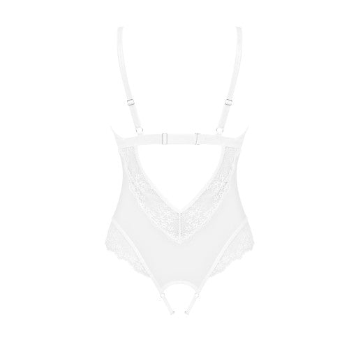 Obsessive Heavenlly white crotchless teddy