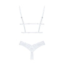 Obsessive Heavenlly white cupless bra and crotchless thong set