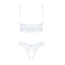 Obsessive Heavenlly white cupless bra and crotchless thong set