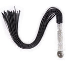 Naughty Toys Leather Flogger with glass dildo handle with ball Tip