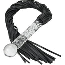 Naughty Toys Leather Flogger with glass dildo handle with ball Tip