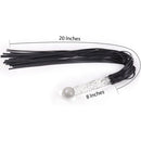 Naughty Toys Leather Flogger with glass dildo handle with ball Tip