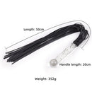 Naughty Toys Leather Flogger with glass dildo handle with ball Tip