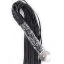 Naughty Toys Leather Flogger with glass dildo handle with ball Tip
