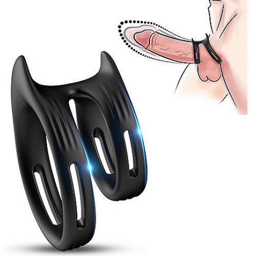 TOYBOY Silicone Dual Penis Rings Black