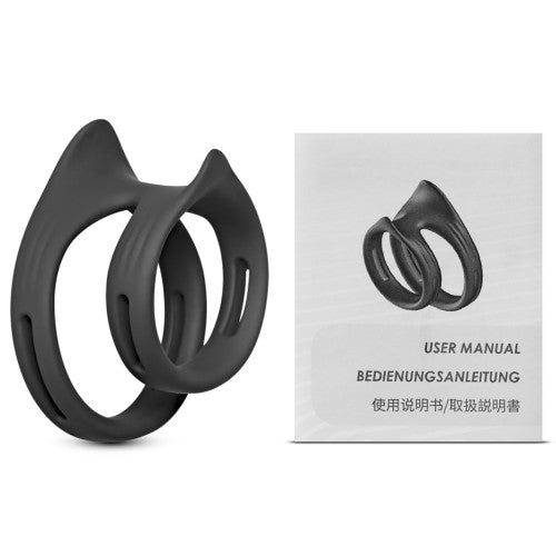 TOYBOY Silicone Dual Penis Rings Black