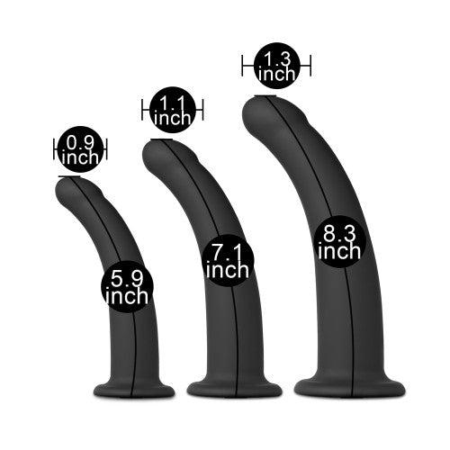 TOYBOY Curved Dildo Set for Strap On BLACK