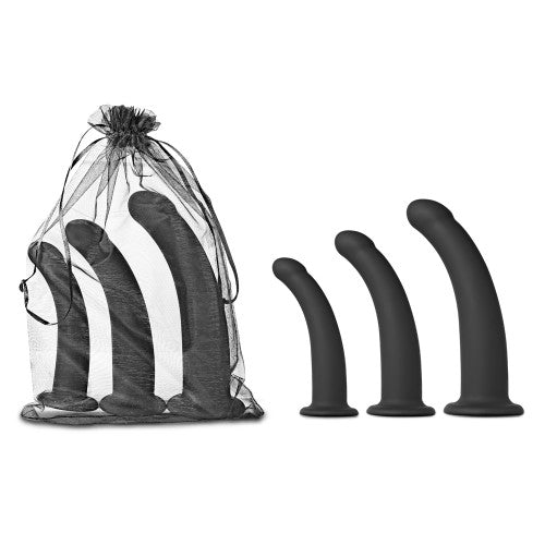 TOYBOY Curved Dildo Set for Strap On BLACK