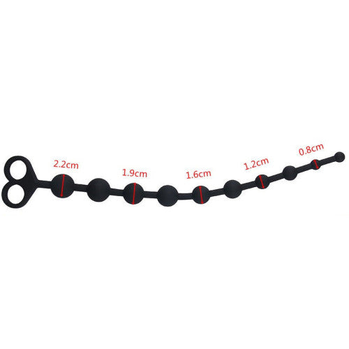 TOYBOY Anal Beads with Finger Rings 34 cm BLACK
