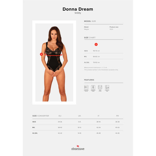 Obsessive Donna Dream crotchless teddy Black
