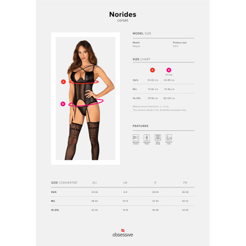 Obsessive Norides corset and thong Black
