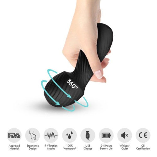TOYBOX mini WANDA massaging vibrator BLACK 13 CM