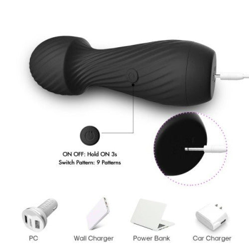 TOYBOX mini WANDA massaging vibrator BLACK 13 CM
