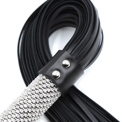 Tails Flogger whip with Rhinestoned Handle 50 cm