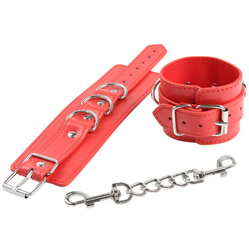 NAUGHTY TOYS red leather 3-D wrist restrains cuffs O-S