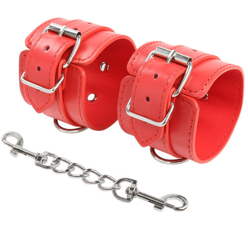 NAUGHTY TOYS red leather 3-D wrist restrains cuffs O-S