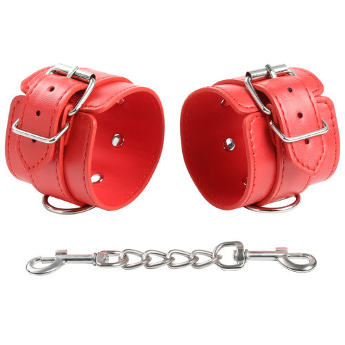 NAUGHTY TOYS red leather 3-D wrist restrains cuffs O-S