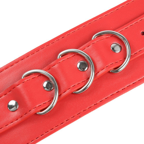 NAUGHTY TOYS red leather 3-D wrist restrains cuffs O-S