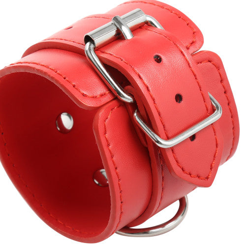 NAUGHTY TOYS red leather 3-D wrist restrains cuffs O-S