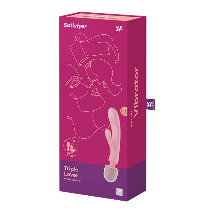 Satisfyer Triple Lover Massager – Rabbit & Wand Vibrator (Pink, 24 cm)