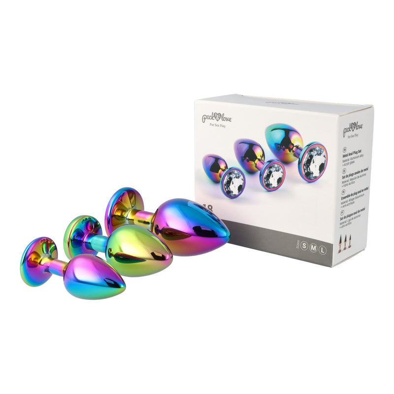 Pick&Love Round Rainbow Crystal Butt Plug Set