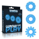 Lovetoy Lumino Play Set of 3 Penis Rings – Blue Glow
