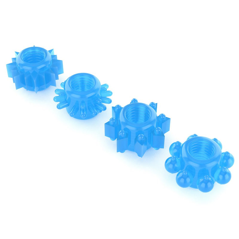 Lovetoy Lumino Play Set of 4 Penis Rings – Blue Glow