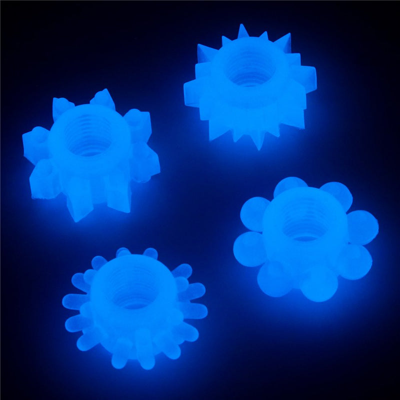 Lovetoy Lumino Play Set of 4 Penis Rings – Blue Glow