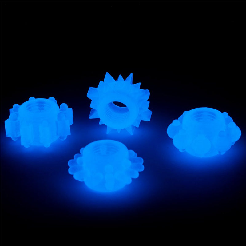 Lovetoy Lumino Play Set of 4 Penis Rings – Blue Glow
