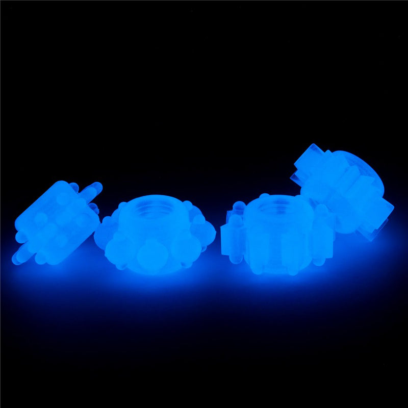 Lovetoy Lumino Play Set of 4 Penis Rings – Blue Glow
