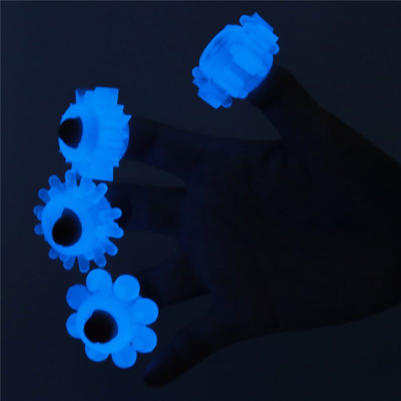 Lovetoy Lumino Play Set of 4 Penis Rings – Blue Glow
