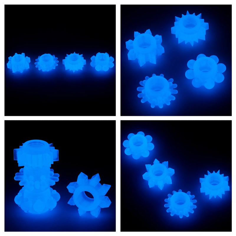 Lovetoy Lumino Play Set of 4 Penis Rings – Blue Glow