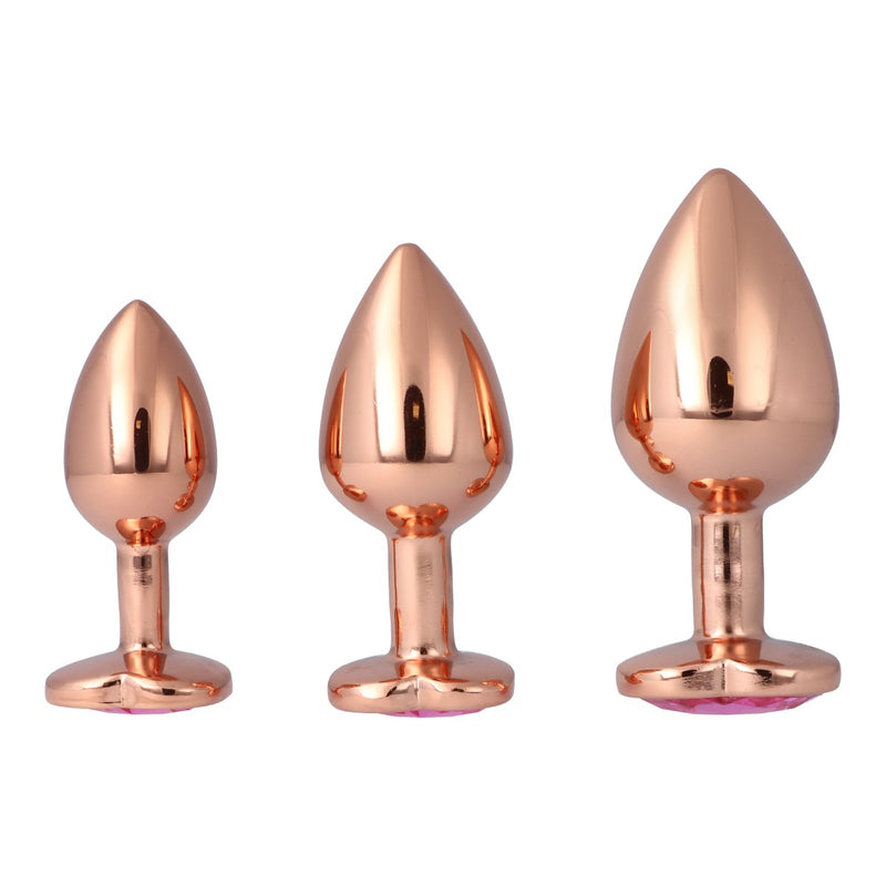 Pick&Love Rose Gold Crystal Butt Plug Set