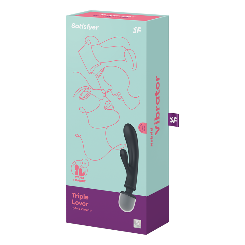 Satisfyer Triple Lover Massager – Rabbit & Wand Vibrator (Grey, 24 cm)