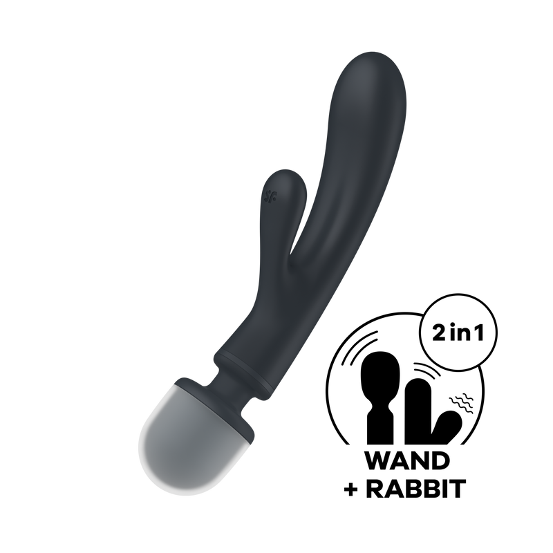 Satisfyer Triple Lover Massager – Rabbit & Wand Vibrator (Grey, 24 cm)
