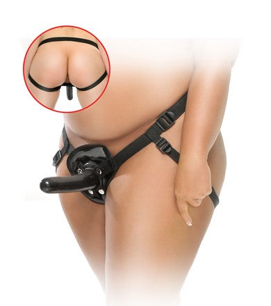 Fetish Fantasy Strap on Dildo & Bra Set Plus Size Black 5 Inch