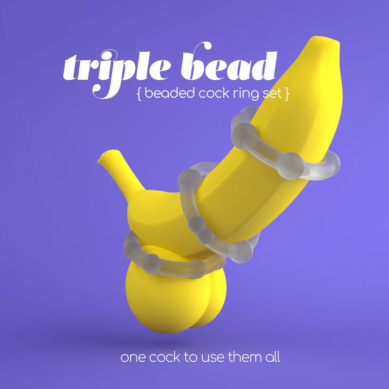 Crushious Triple Bead Cockring Set – Clear