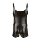 Black Imitation Leather Jumpsuit