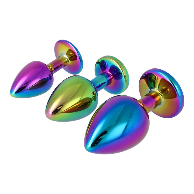 Pick&Love Round Rainbow Crystal Butt Plug Set