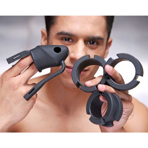Locking Silicone Male Chastity Device Black