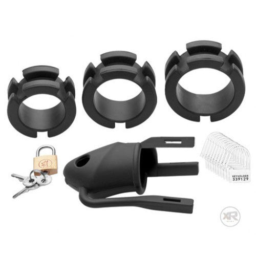Locking Silicone Male Chastity Device Black