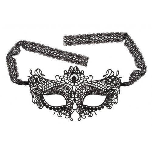 Cottelli Black Embroidered Mask