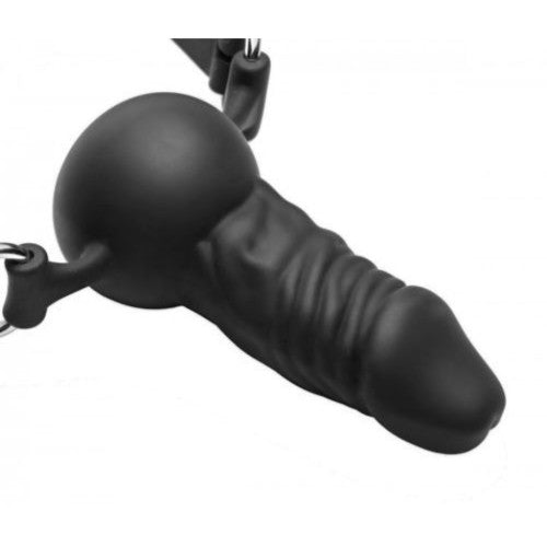 Silicone bondage mouth gag with dildo
