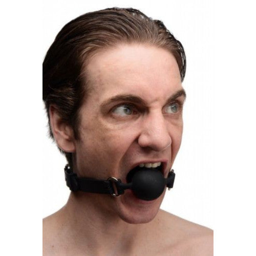 Silicone bondage mouth gag with dildo